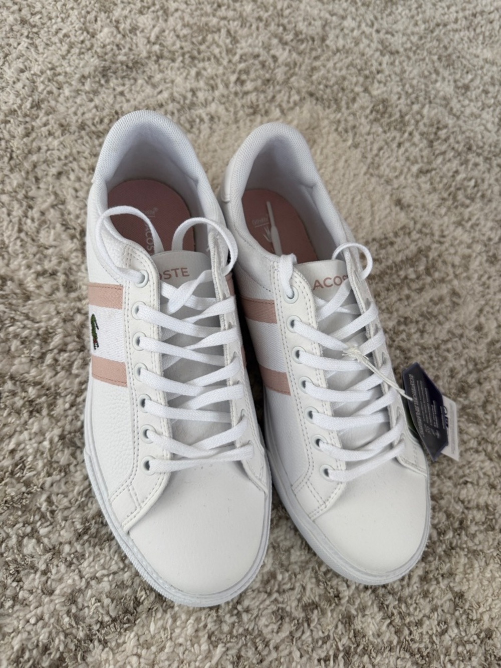 Lacoste Women's White Sneakers with Blush Stripes